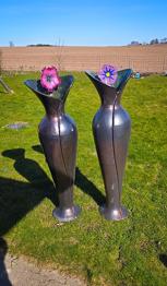 Unikke håndlavede havekrukker / skulpturer, 120 cm høj, tidligere olielamper