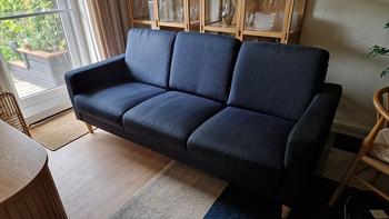 blå 3 personers sofa