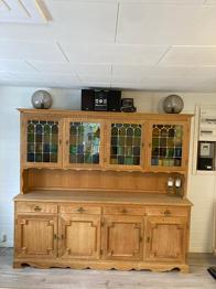 Vintage Vitrineskab af egetræ med glaslåger