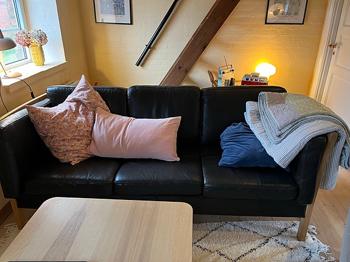 Sort lædersofa