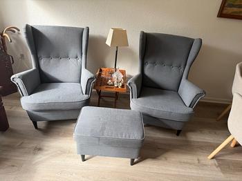 STRANDMON lænestole og skammel