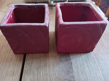 Rød firkantet keramisk plantepotte sæt 2 stk