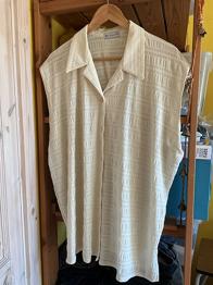 Beige ærmeløs bluse i bomuld str 46