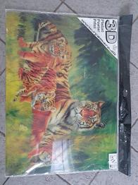 3D plakat, motiv: Tiger med unger, b: 70 h: 50