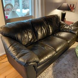 Sofagruppe sort læder fra Ilva