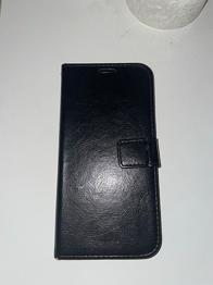 mobilcover sort læder flipcover