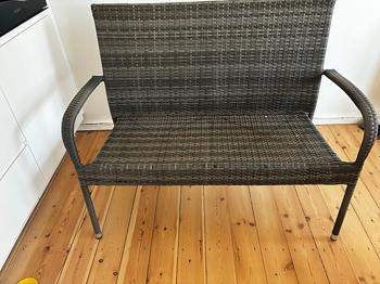 Fletbænk til have/altan i grå polyrattan