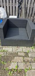 Sort loungestol til haven i flet