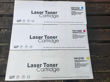 Gratis Laser Toner Cartdrige (Yellow, Magneta, Cyan) HP LaserJet 300 og 400