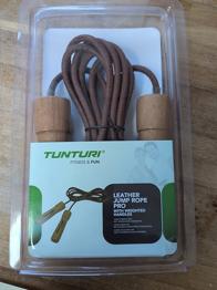 Tunturi Leather Jump Rope Pro sjippetov læder med træhåndtag