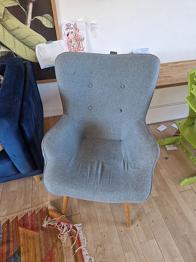 Living & more Lænestol (Coop) - Blågrå øreklapstol m/træben